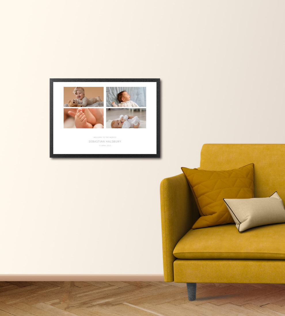 Personalised Four Photo Up-load Baby Print Landscape