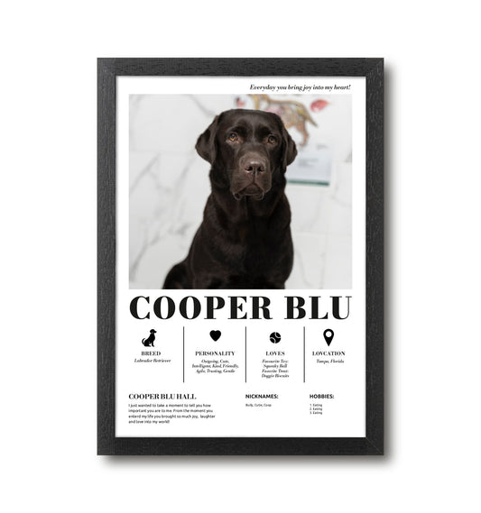 Personalised Photo Up-load Pet Profile Print