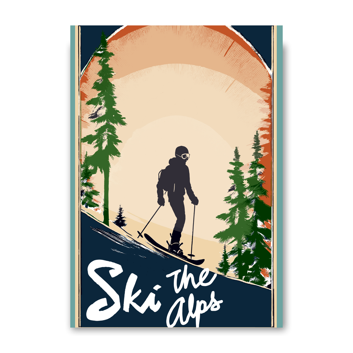 Vintage Ski The Alps by Cartissi