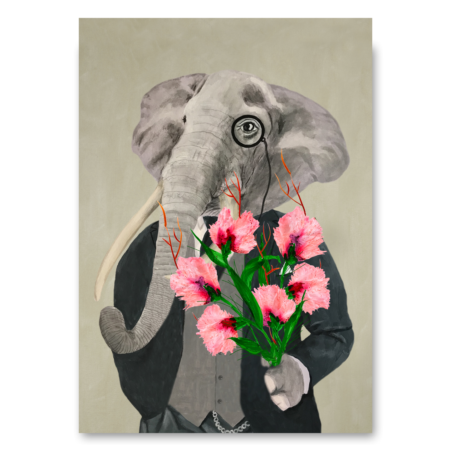Elephant with Flowers by Coco Deparis