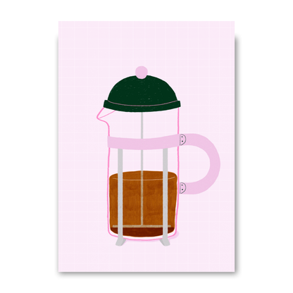 French Press Coffee Pink by Ani Vidotto