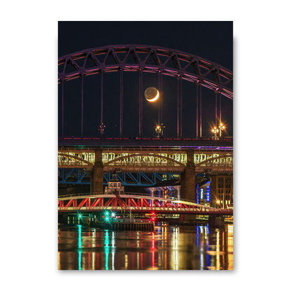 A Lovely Crescent Moon Between the Bars of the Tyne Bridge  by Steven Robinson