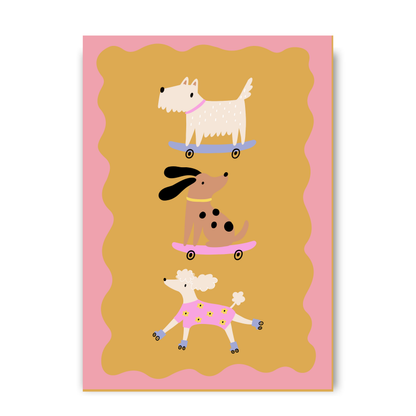 Roller Skating Dogs by Print Studio By Anya