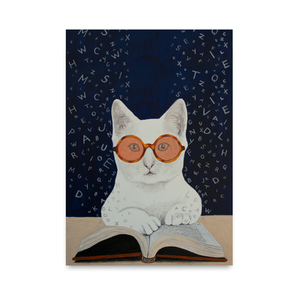 Cat Reading a Book by Coco Deparis