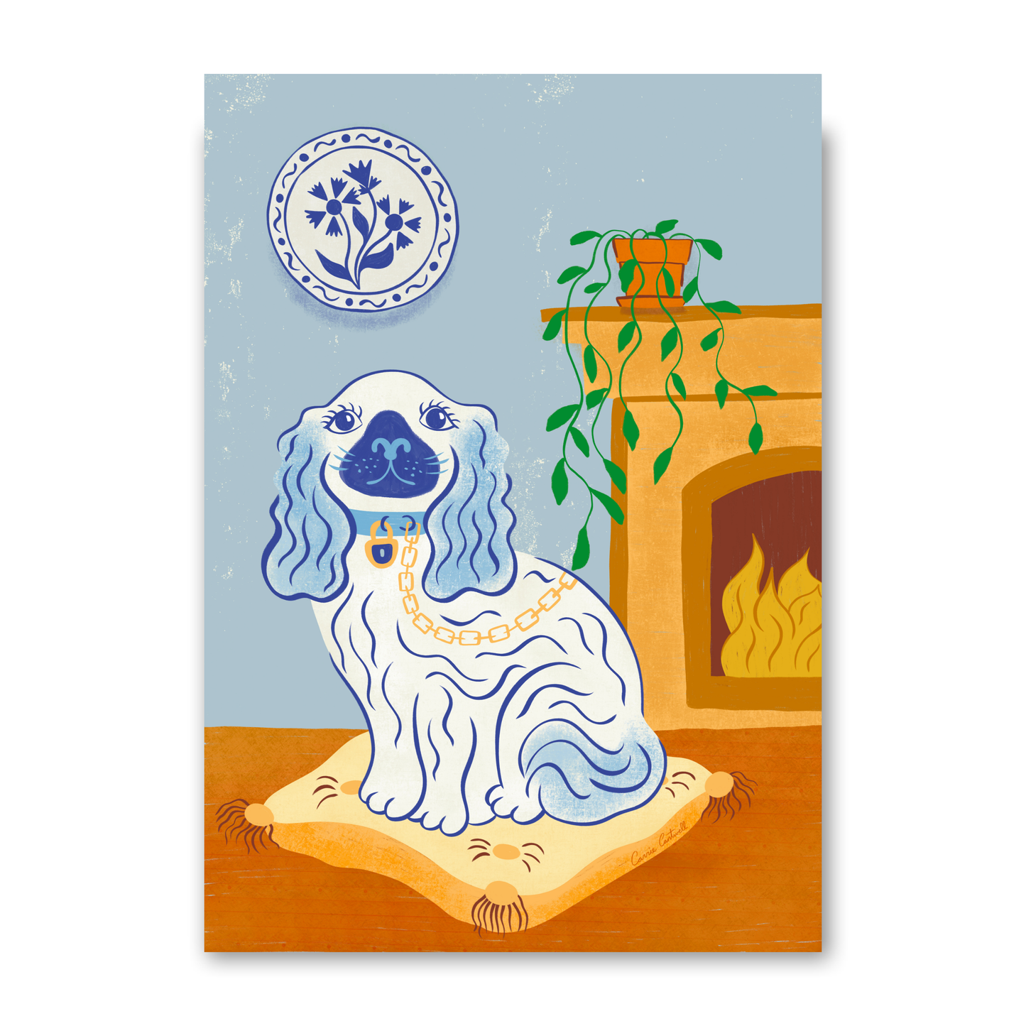 Blue Staffordshire Dog by Carrie Cantwell