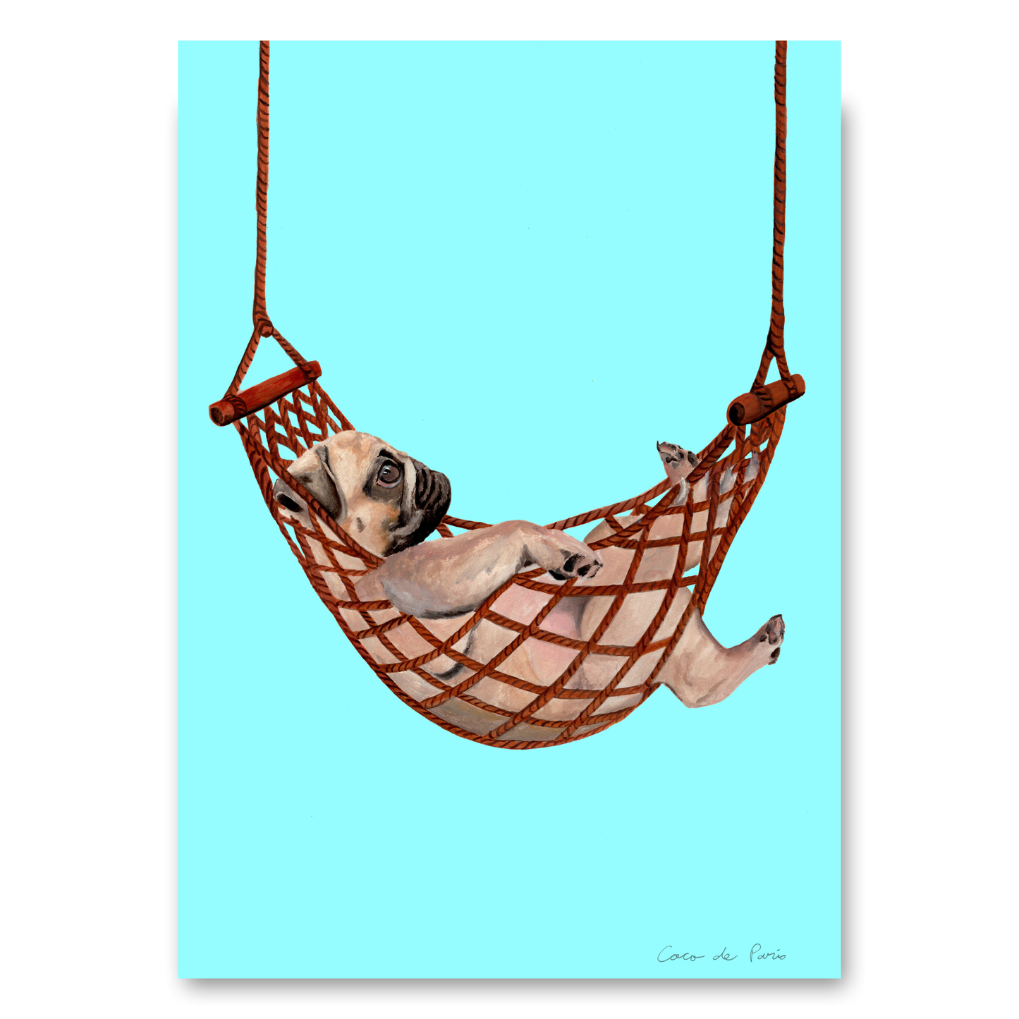 Pug in Hammock by Coco Deparis