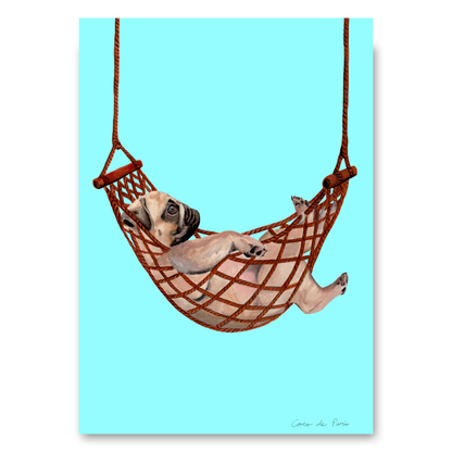 Pug in Hammock by Coco Deparis