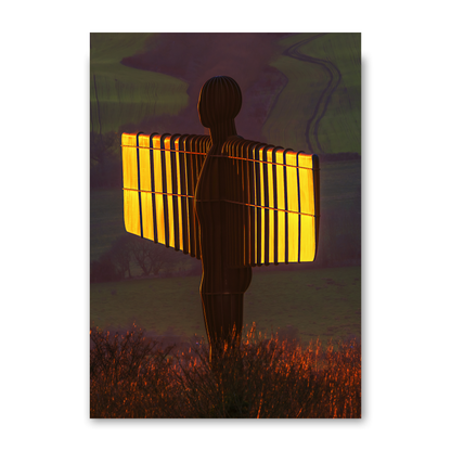 The Angel of The North With The Setting Sun Lighting Her Wings by Steven Robinson