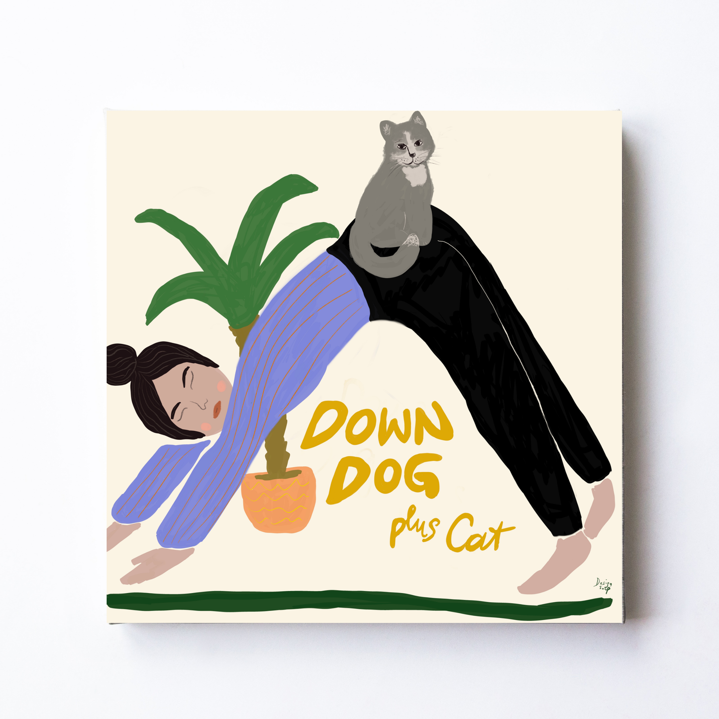Down Dog With Cat by Alix Campbell Art