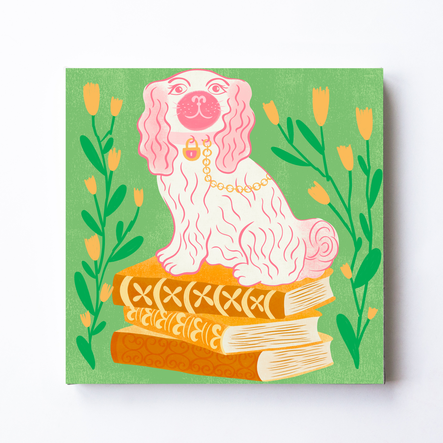 Pink Staffordshire Dog by Carrie Cantwell