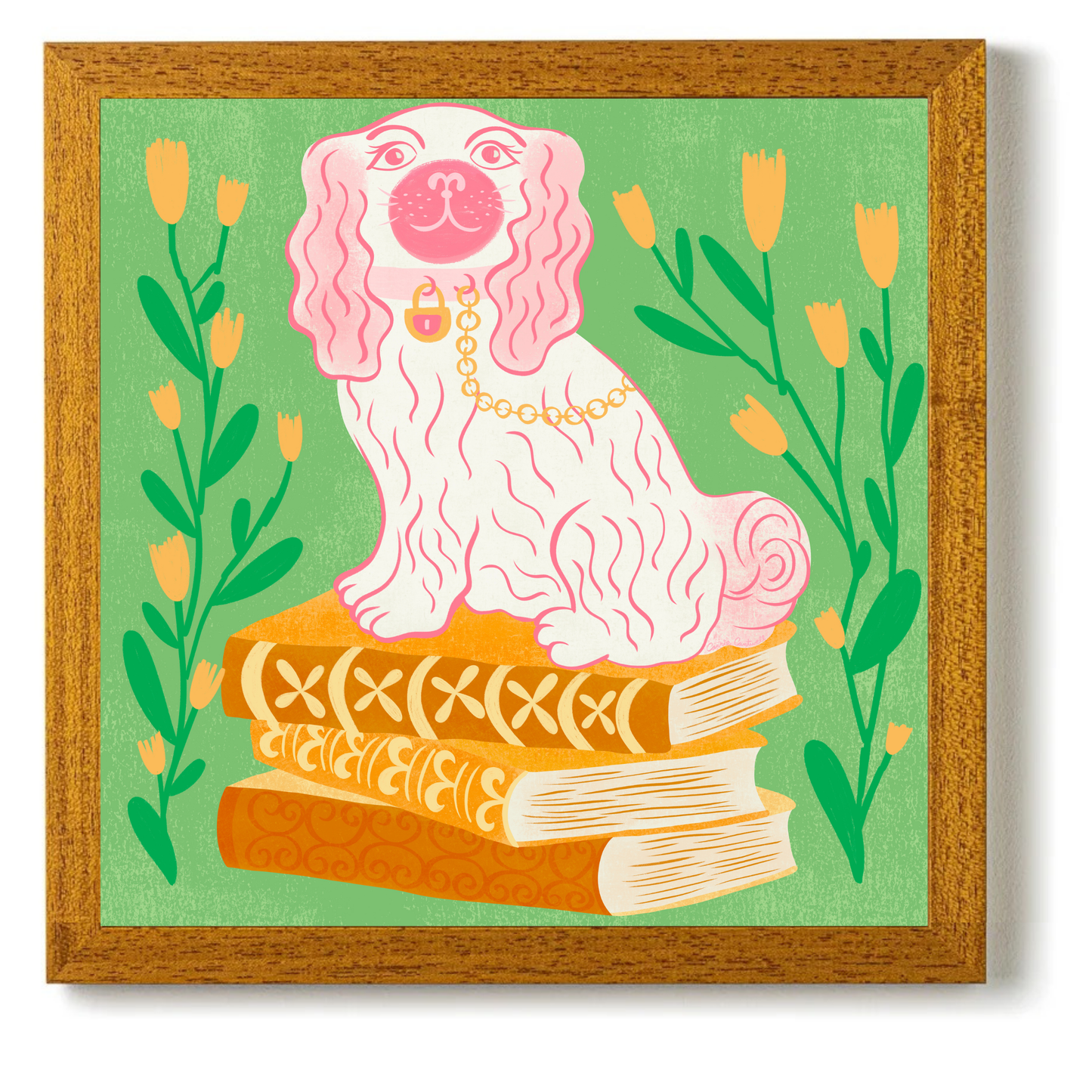Pink Staffordshire Dog by Carrie Cantwell