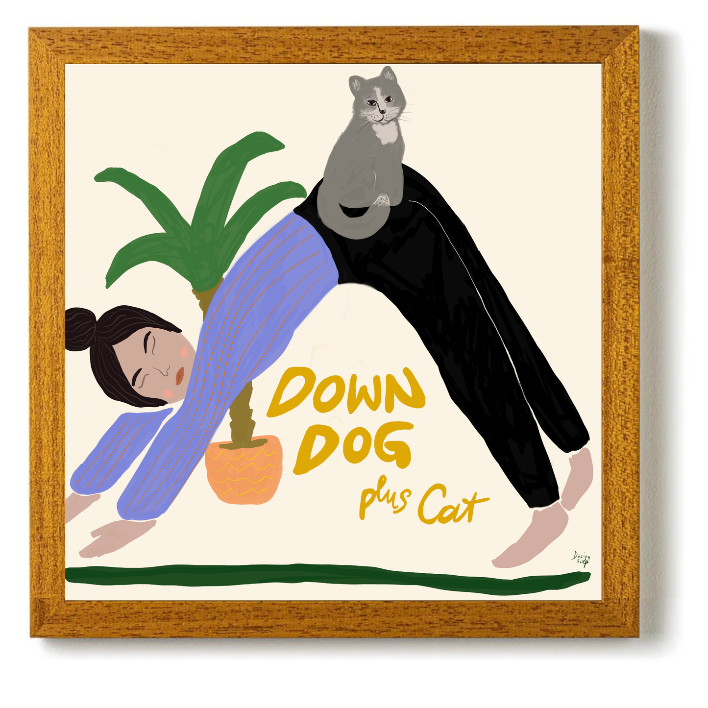 Down Dog With Cat by Alix Campbell Art