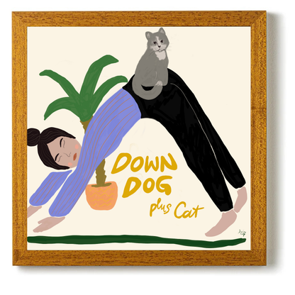 Down Dog With Cat by Alix Campbell Art
