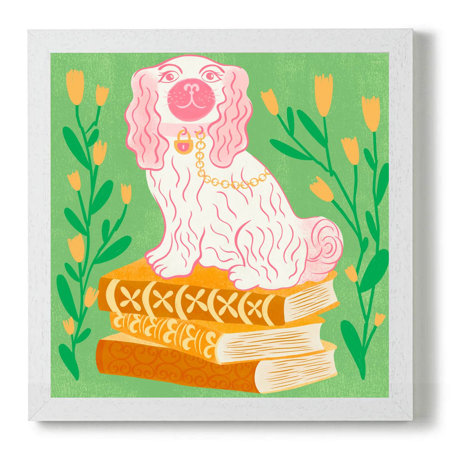 Pink Staffordshire Dog by Carrie Cantwell