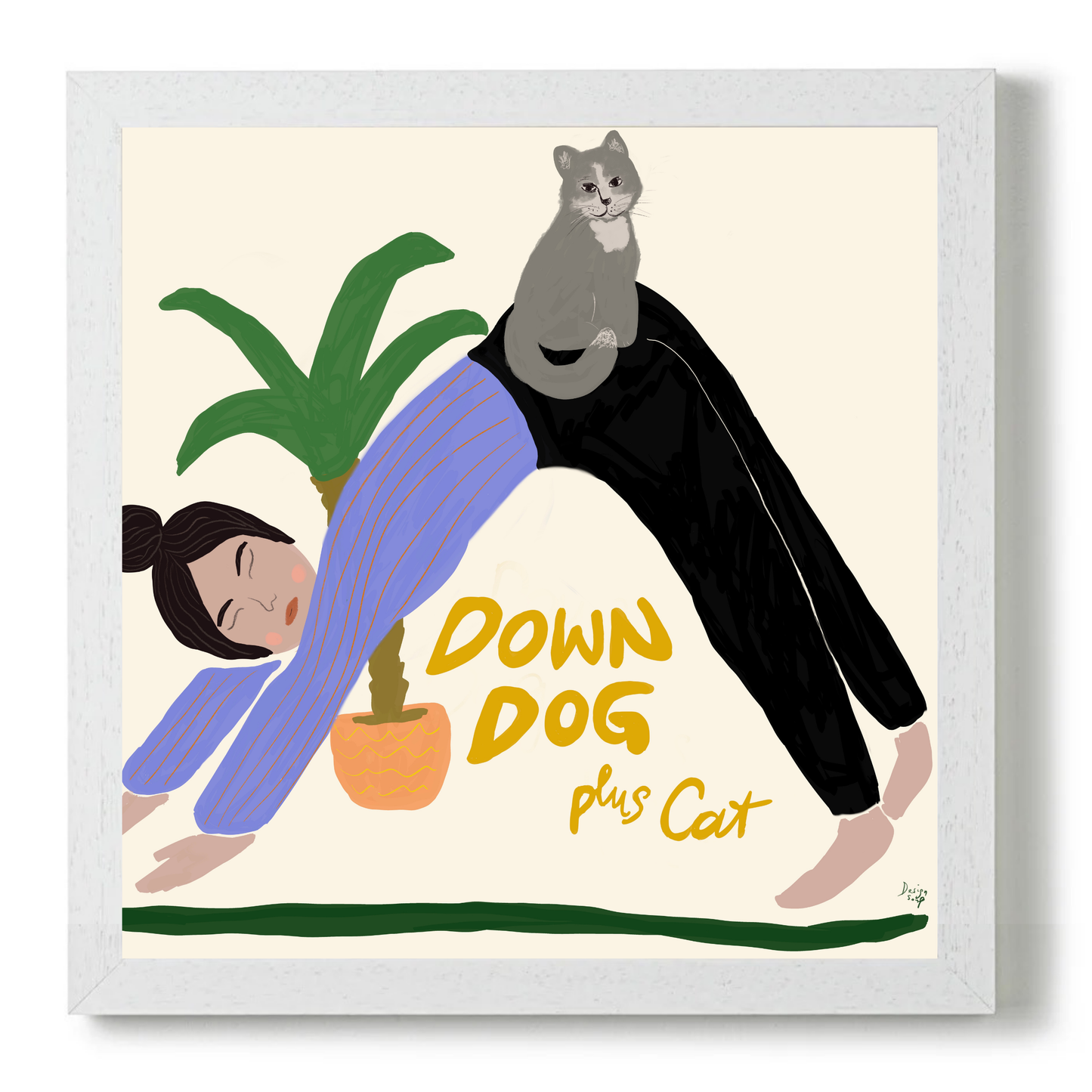 Down Dog With Cat by Alix Campbell Art