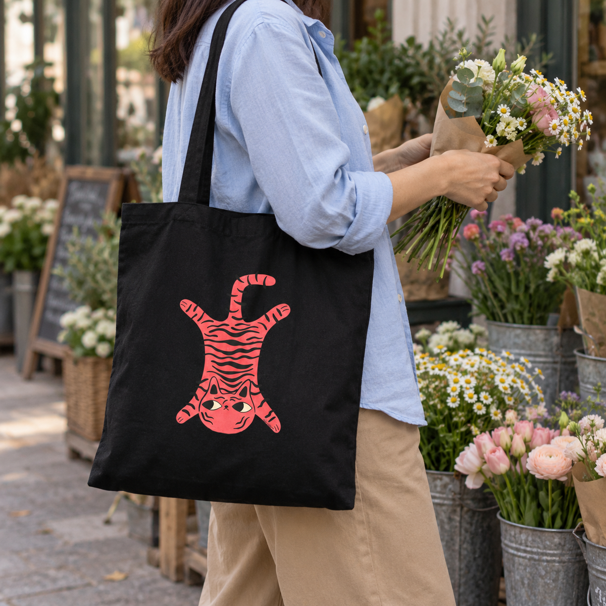 Cat Rug - Tote Bag by Carrie Cantwell