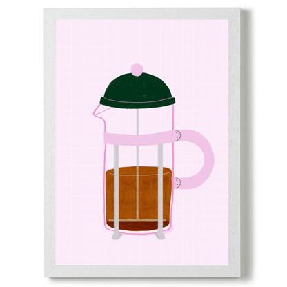 French Press Coffee Pink by Ani Vidotto