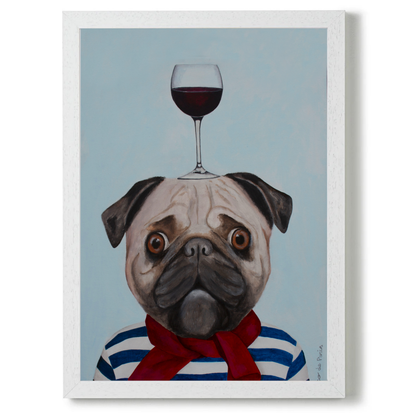 Pug with Wineglass by Coco Deparis