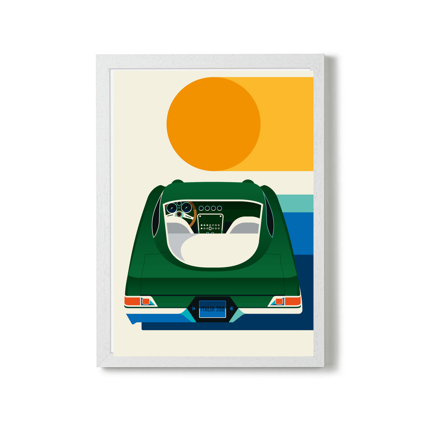 Green Vintage Sports Car with Sun by Bo Lundberg