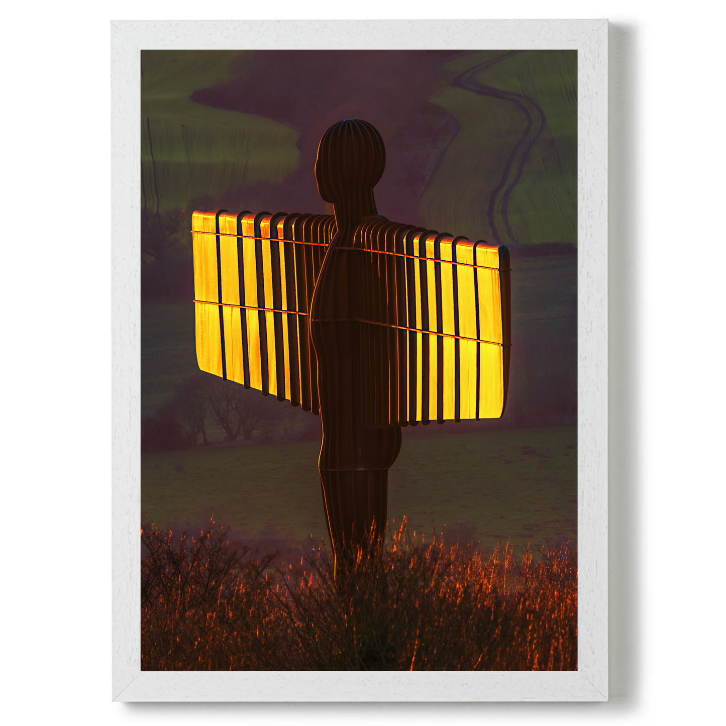 The Angel of The North With The Setting Sun Lighting Her Wings by Steven Robinson