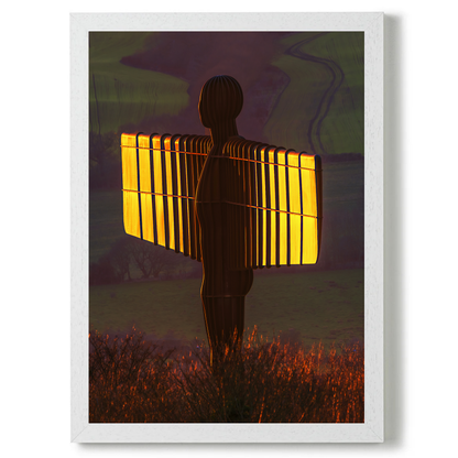 The Angel of The North With The Setting Sun Lighting Her Wings by Steven Robinson