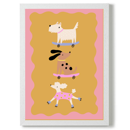 Roller Skating Dogs by Print Studio By Anya