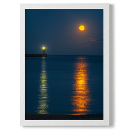Moon and Lighthouse Reflections at Tynemouth by Steven Robinson