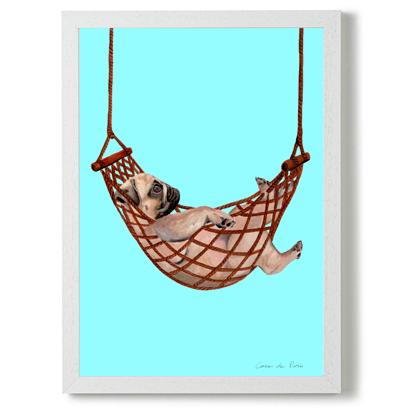 Pug in Hammock by Coco Deparis