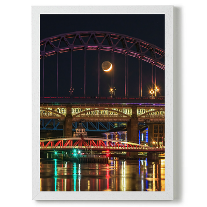 A Lovely Crescent Moon Between the Bars of the Tyne Bridge  by Steven Robinson