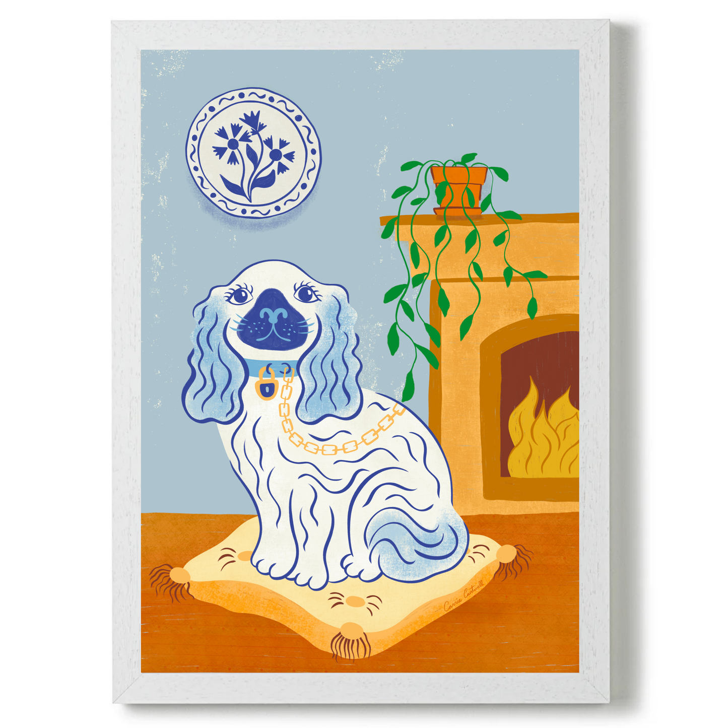 Blue Staffordshire Dog by Carrie Cantwell