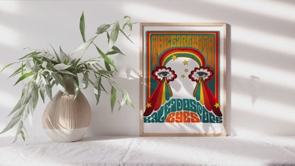 The Girl With Kaleidoscope Eyes Psychedelic Illustration Art Print by Inktally