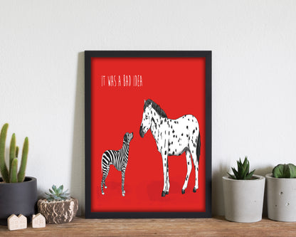 It Was A Bad Idea Humorous Animals Animal Art Print by Balaz Solti