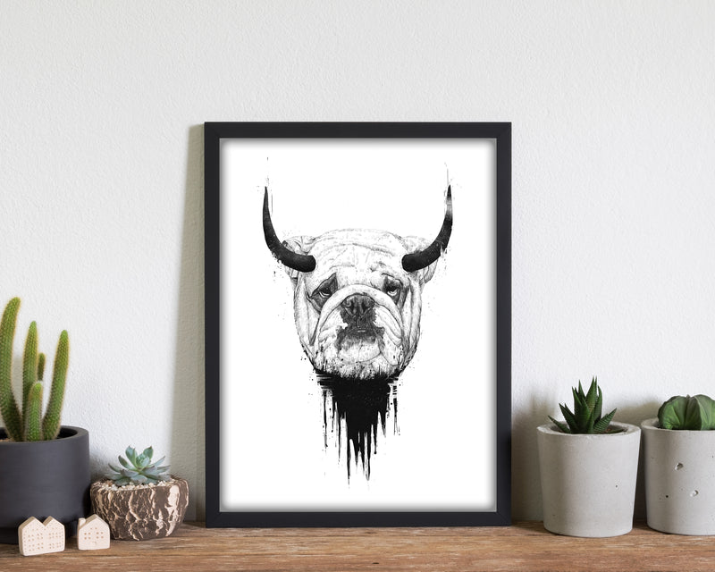 Bulldog Horns Animal Art Print by Balaz Solti