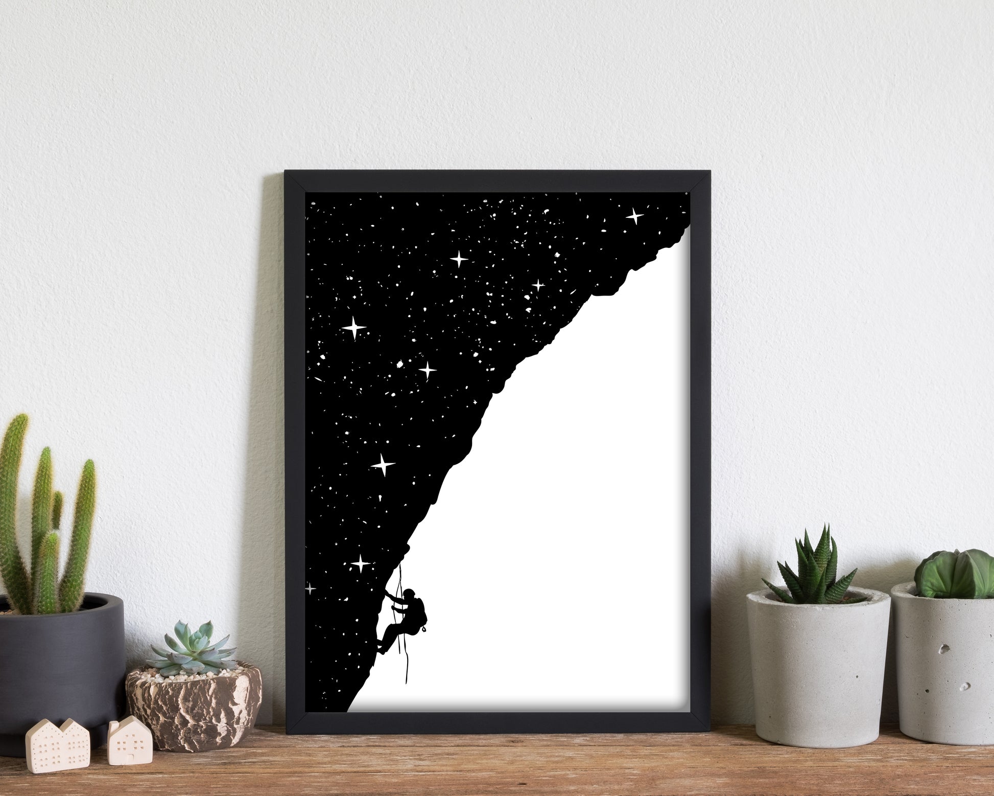 Night Climber B&W Art Print by Balaz Solti