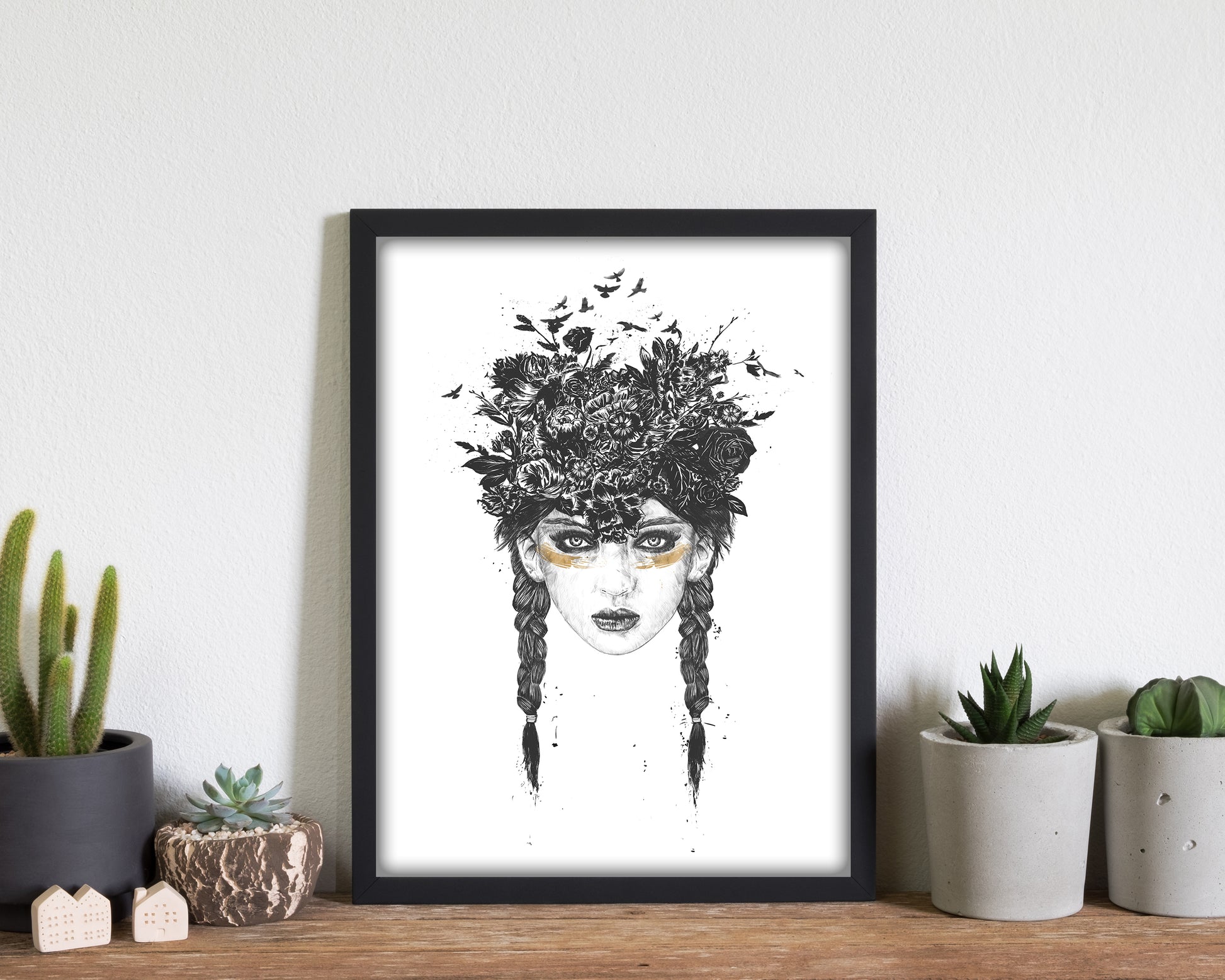 Summer Queen B&W Art Print by Balaz Solti