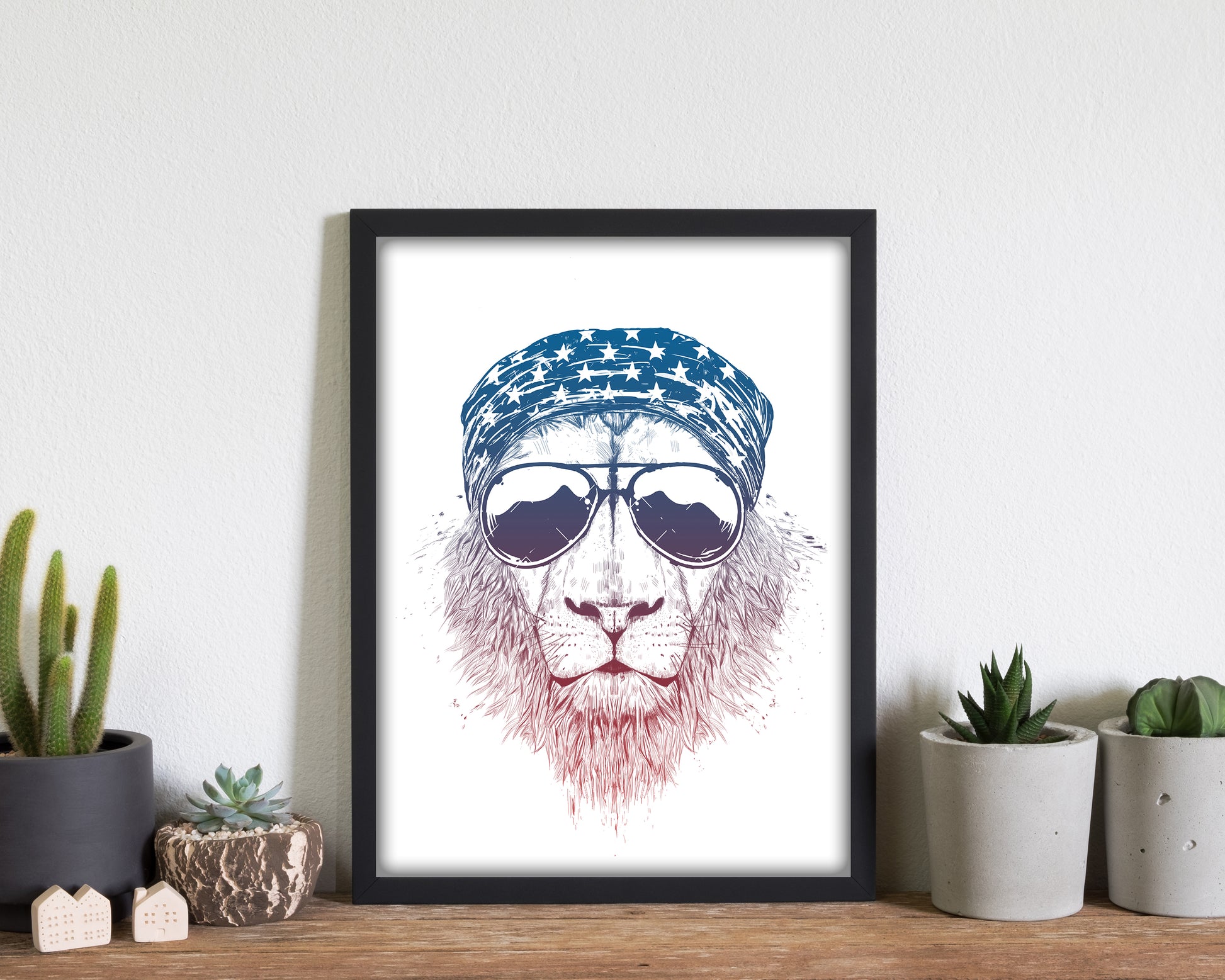 Wild Lion Colour Animal Art Print by Balaz Solti