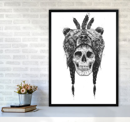 Dead Shaman B&W Gothic Art Print by Balaz Solti A1 White Frame
