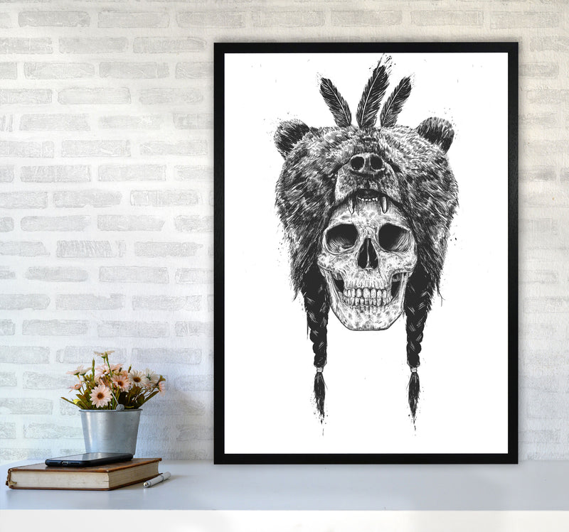 Dead Shaman B&W Gothic Art Print by Balaz Solti A1 White Frame