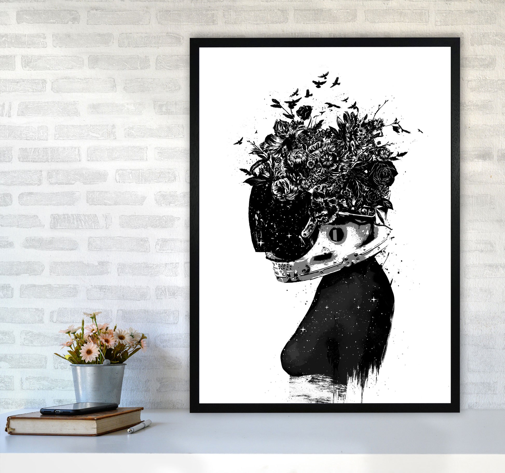 Hybrid Girl Art Print by Balaz Solti A1 White Frame