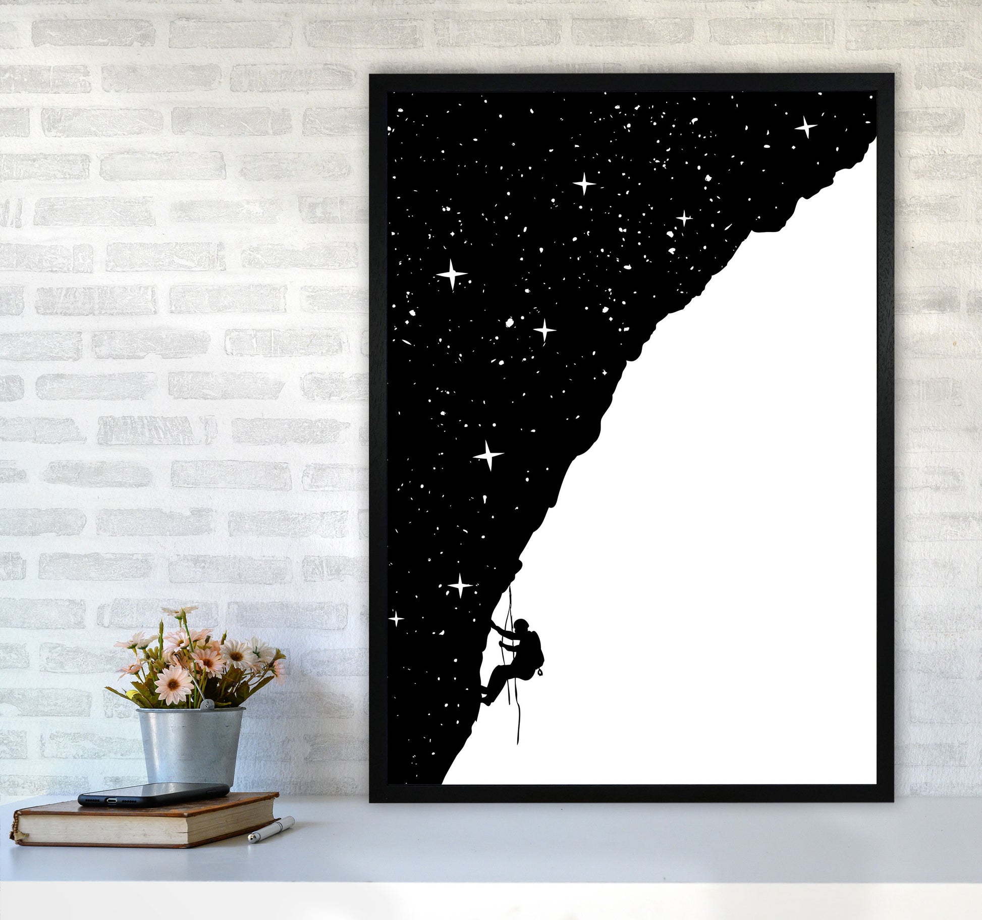 Night Climber B&W Art Print by Balaz Solti A1 White Frame