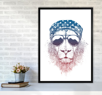 Wild Lion Colour Animal Art Print by Balaz Solti A1 White Frame