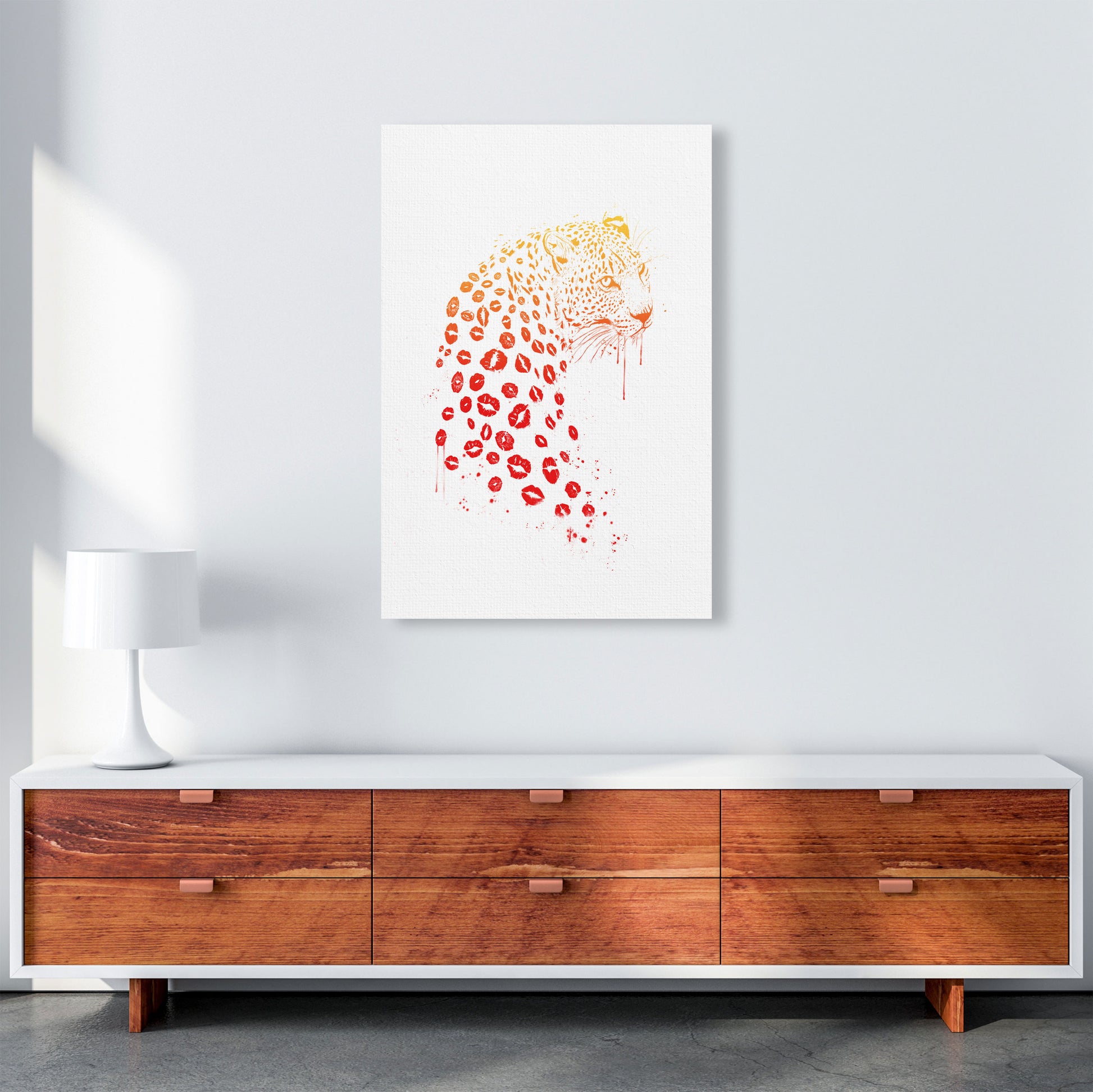 Kiss Me Leopard Animal Art Print by Balaz Solti A1 Canvas