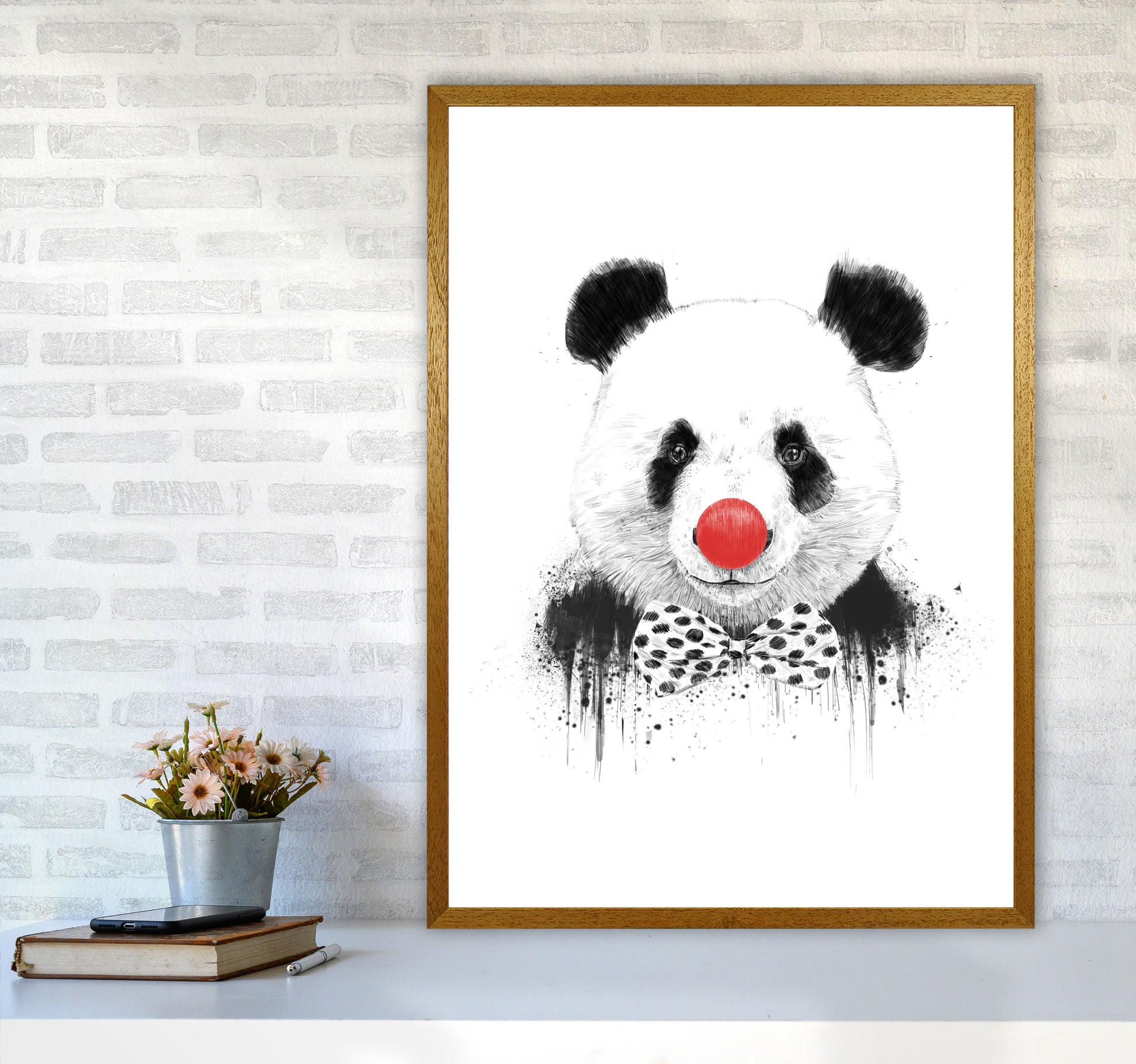 Clown Panda Animal Art Print by Balaz Solti A1 Print Only