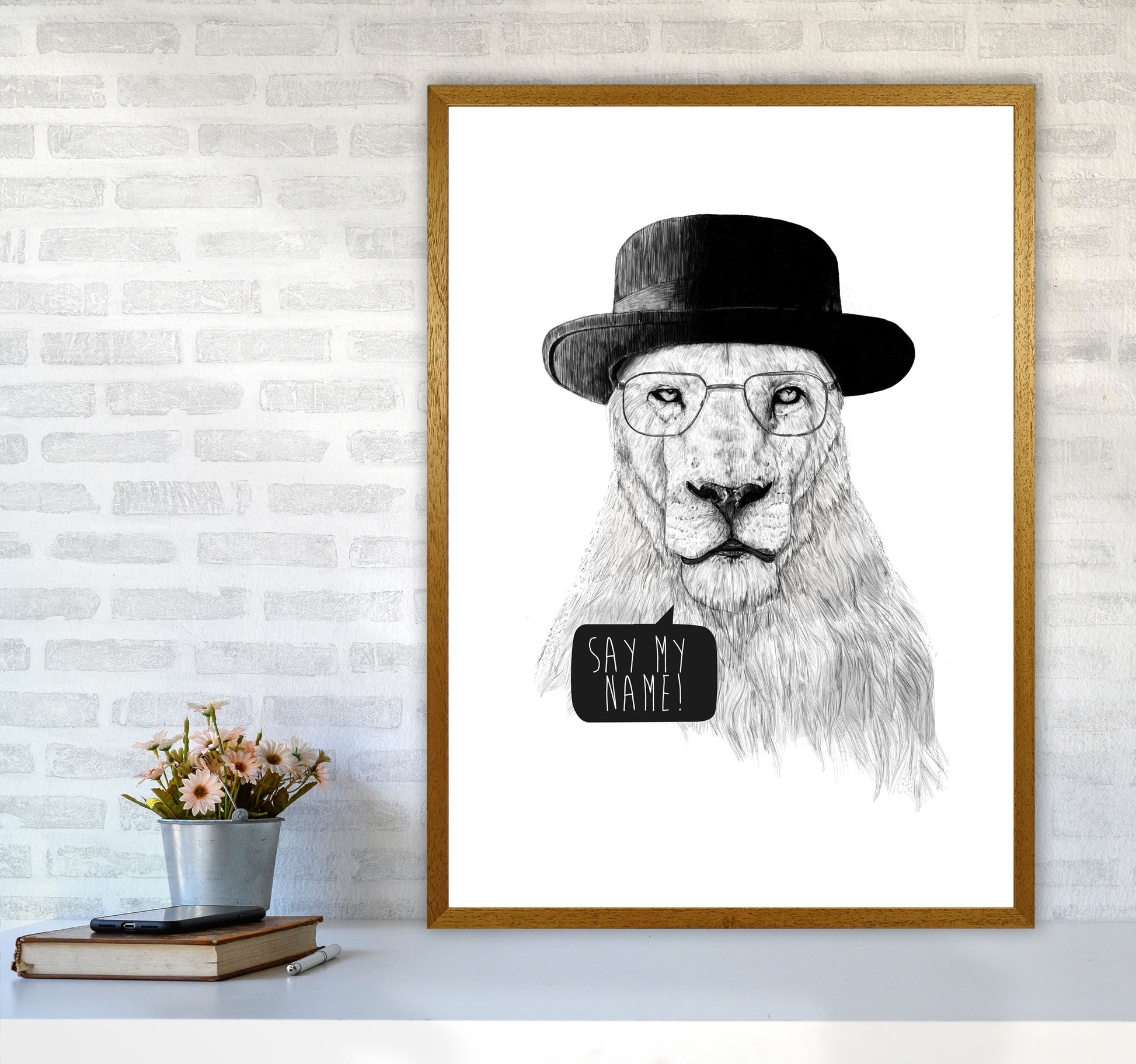 Say My name Lion Animal Art Print by Balaz Solti A1 Print Only