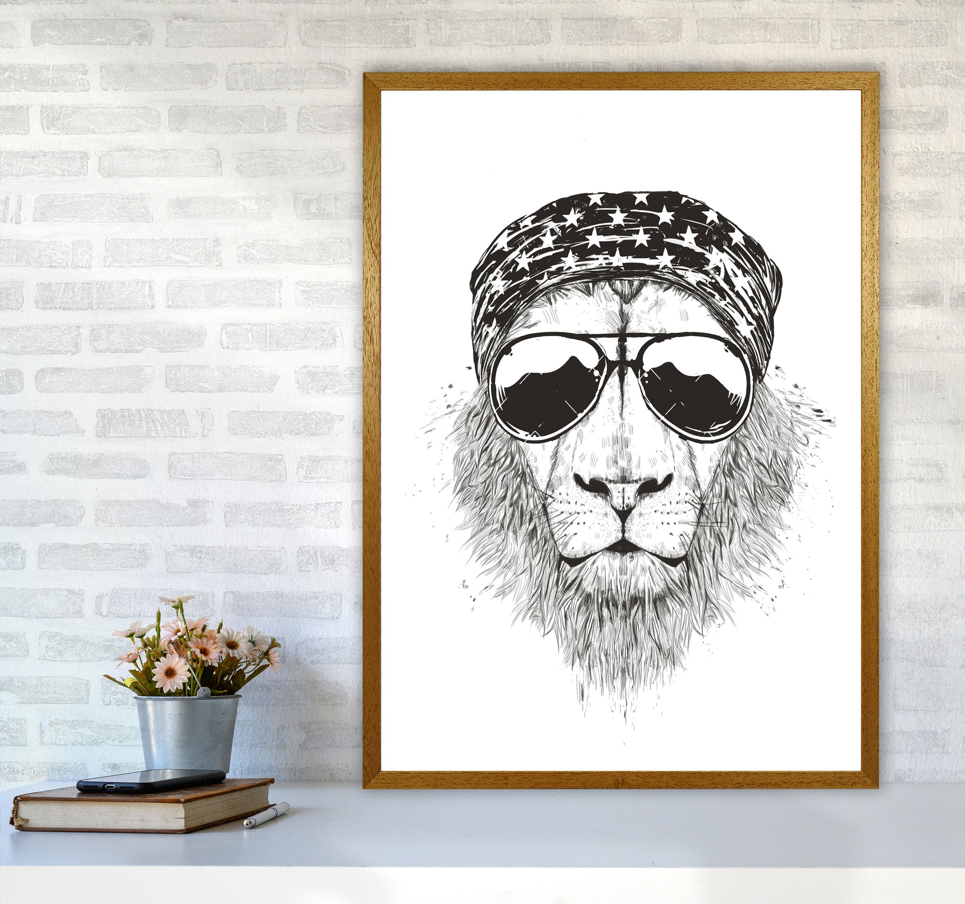 Wild Lion B&W Animal Art Print by Balaz Solti A1 Print Only