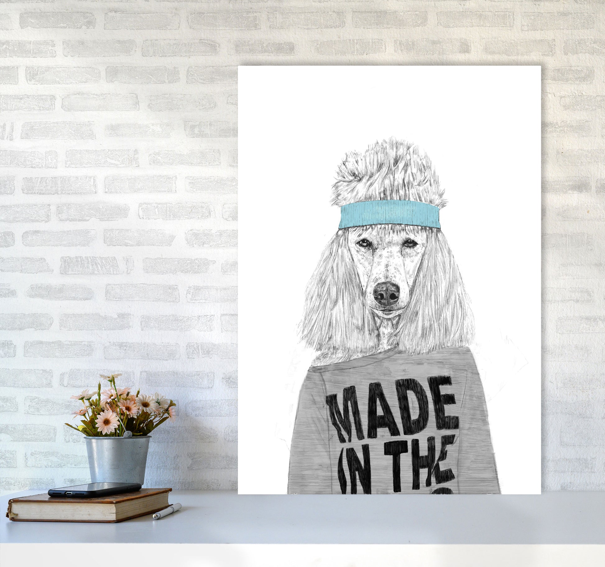 80's Bitch Dog Animal Modern Art Print by Balaz Solti A1 Black Frame