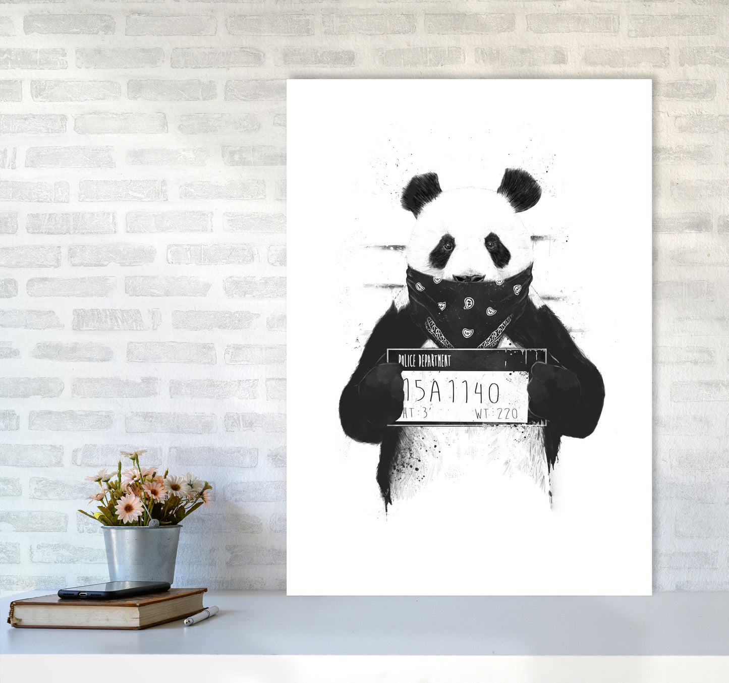 Bad Panda Animal Art Print by Balaz Solti A1 Black Frame