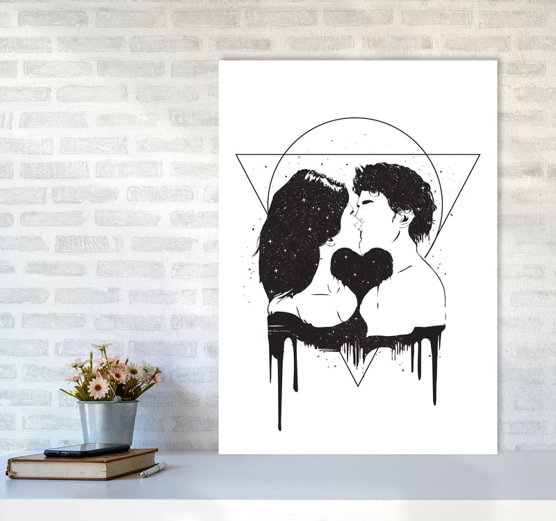 Cosmic Love B&W Art Print by Balaz Solti A1 Black Frame