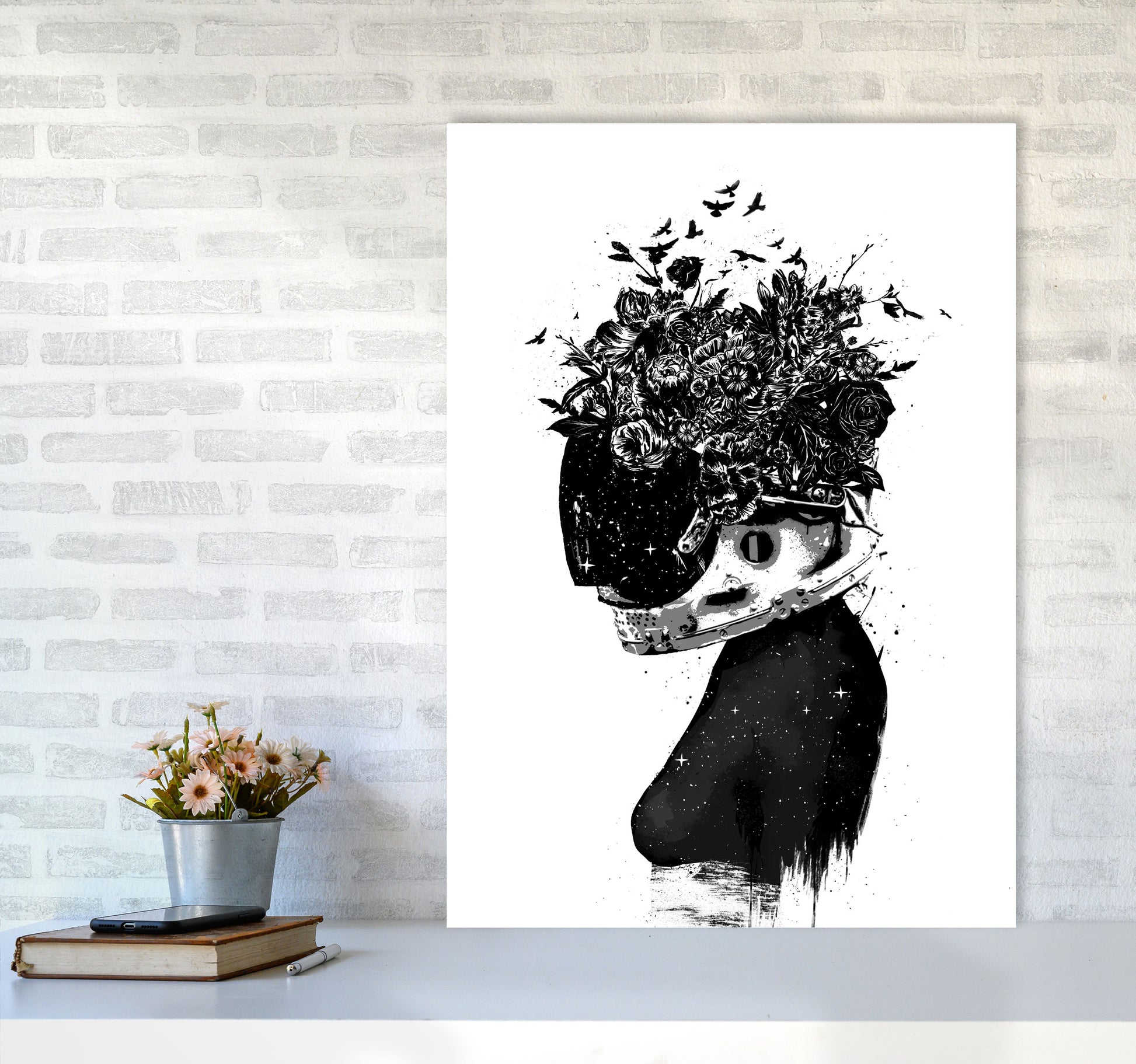 Hybrid Girl Art Print by Balaz Solti A1 Black Frame