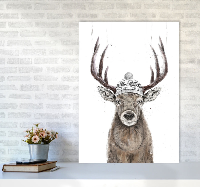 Lets Go Outside Reindeer Animal Art Print by Balaz Solti A1 Black Frame